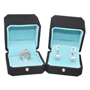custom high-quality PU leather wedding necklace earring ring box jewelry packaging